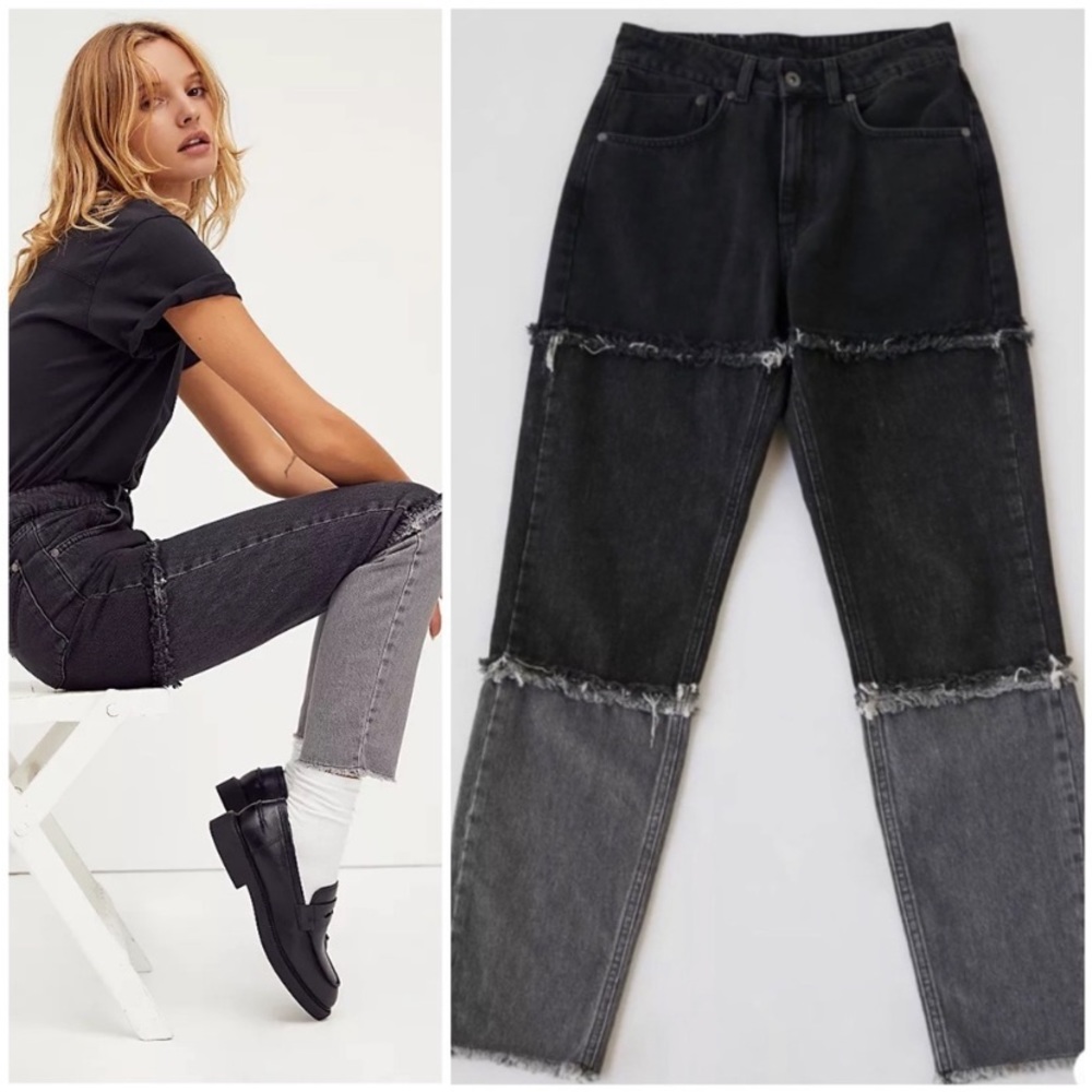 RAGGED PRIEST - 3 PANEL BLACK AND GRAY JEANS in size 26